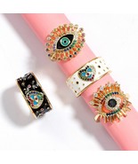 Turkish Evil Eye Ring Fashion Simple irregular Copper Oil Finger Ring Je... - £7.10 GBP