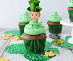 St. Patrick Day Face Cupcake Toppers with Your Photo - £11.74 GBP