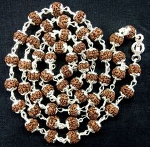 Rudraksha Chikna (Pathri) Beads Mala in Pure Silver - 6mm - 54 Beads - C... - $155.93