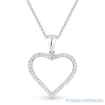 0.19 ct Round Cut Diamond Heart Charm Pendant &amp; Chain Necklace in 14k White Gold - £190.76 GBP