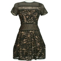 BCBG MAXAZRIA Black Eleanor Lace Blocked Cotton Blend A-line Dress 2 - £125.85 GBP