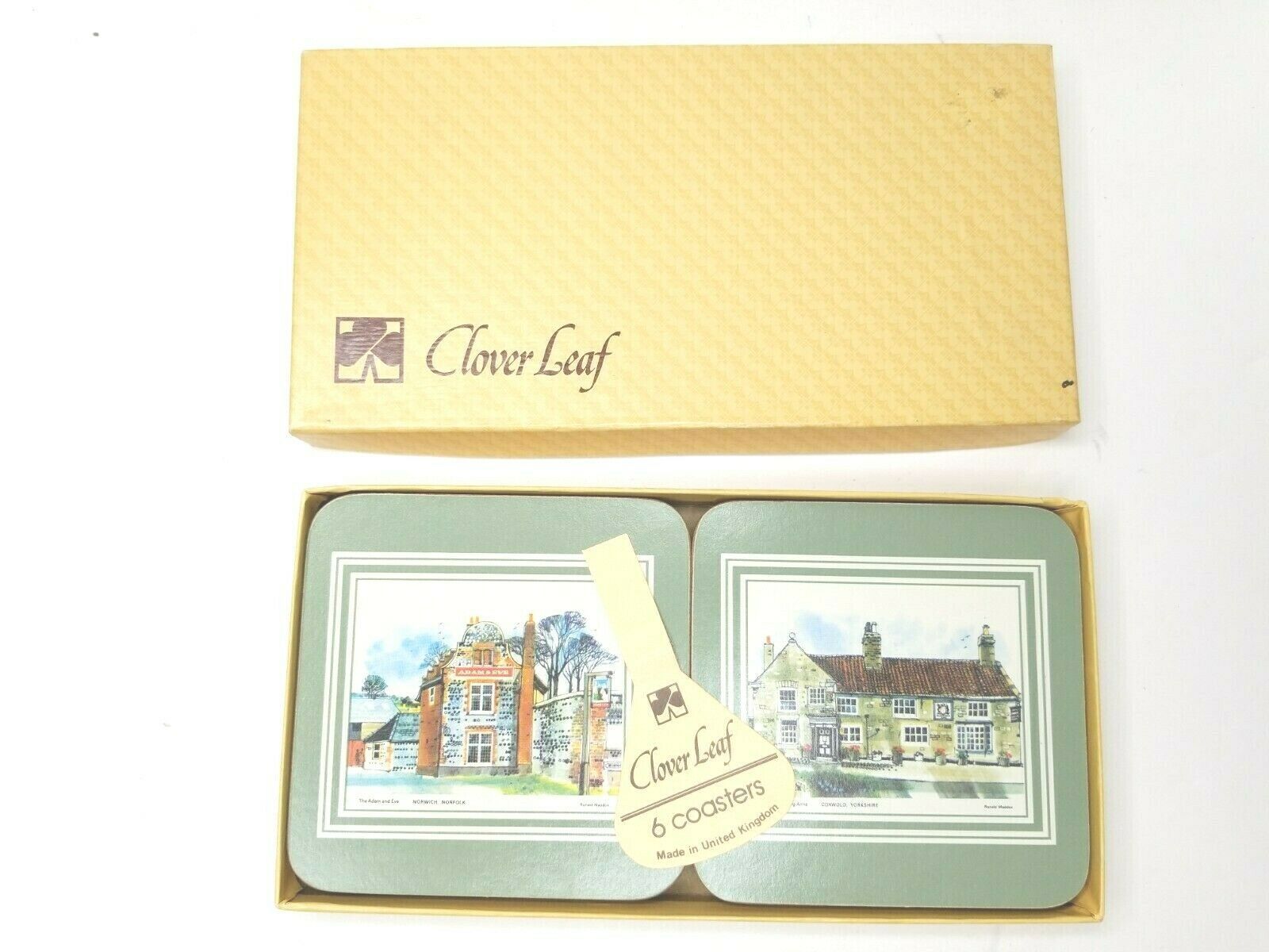 6 VTG Cloverleaf Coasters Ronald Maddox English Manors Landmark Buildings Scenes - $19.77