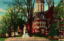 Veterans Memorial Presbyterian Church Geneva NY Linen Postcard Navy Cancel B4 - $2.92