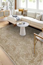 LaModaHome Area Rug Non-Slip - Beige Cotton Weaving Quality Vintage Soft Machine - $51.95+