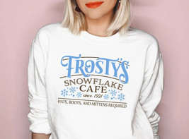 Christmas Sweatshirt Snowflake Cafe Shirt Holiday Gift - £27.45 GBP
