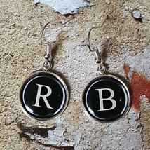 Vintage Typewriter Key Initials Earrings Cool Gift Personalised Letters Retro - $10.12