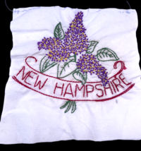 New Hampshire Embroidered Quilted Square Frameable Art State Needlepoint... - £11.16 GBP