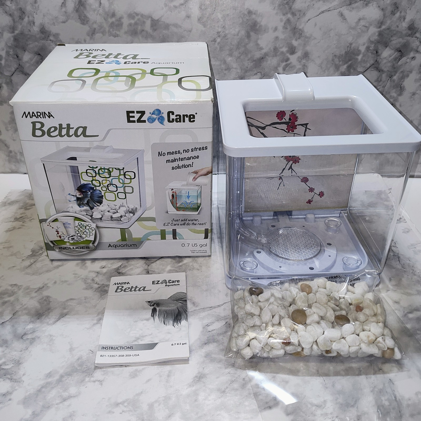 Betta fish tank. Marina Betta EZ Care Aquarium Kit White 0.7 Gal. 7&quot;Lx6.... - $15.00