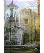 Original Poster Mexico Saltillo Plaza Fountain Nymphs Santo Christo Colo... - $111.51