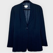 HENRI BENDEL black pure new wool one button career blazer suit jacket si... - £57.06 GBP