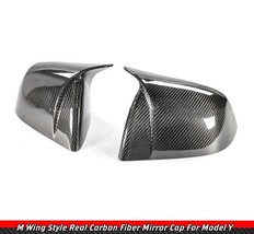 M Style Real Carbon Fiber Side Mirror Covers Caps Fit 2020-2023 Tesla Model Y - £89.96 GBP