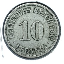 1903 A German Empire 10 Pfennig Coin - $56.34 MXN