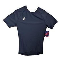 Navy Blue Asics Compression Shirt Mens Size Large Short Sleeve Muscle Top - £23.55 GBP