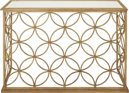 Deco 79 Metal Geometric Console Table In Gold, 47&quot; X 15&quot; X 32,&quot; With Mirrored - £288.32 GBP
