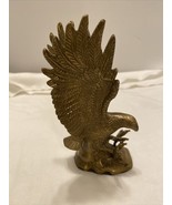 Vintage Solid Brass Eagle Statue Spread Wings Approx.  6&quot;  x  3&quot;  x  1  ... - $23.00