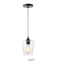 1-Light Matte Black Decor Living Merlot Mini Pendant with Clear Glass Shade - £22.77 GBP