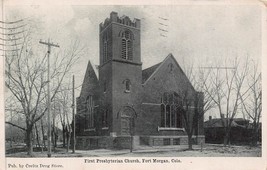 Fort Ft Morgan Colorado~First Presbyterian CHURCH~1908 Postcard - £3.76 GBP