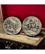 Chalkware 3D Wall Hanging Plates Water Mill Seaside Village 11.25&quot; Farm ... - £26.14 GBP