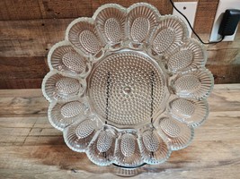 Vintage Indiana Glass 11&quot; Bubble Hobnail Deviled Egg Platter - Holds 15+ - $17.89