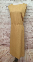 Alfred Shaheen Gold Metallic Lurex Sheath Hostess Dress Vintage LARGE Ch... - £132.05 GBP