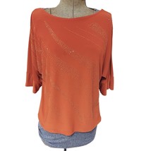 Bleeker &amp; McDougal Orange Bead Sequin Embellished Shirt 3/4 Sleeve Women... - £16.61 GBP