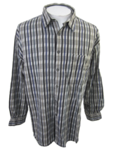 Henry Grethel Men shirt long sleeve pit to pit 26 XL woven cotton striped  - £15.56 GBP