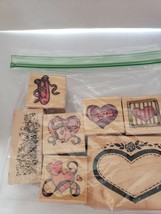 Bulk Lot of 7 Unused Rubber Stamps (hearts, grass, ballet shoe)  - £15.47 GBP