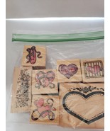 Bulk Lot of 7 Unused Rubber Stamps (hearts, grass, ballet shoe) ^ - $27.35 CAD