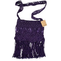Earthbound Trading Co Purple Macrame Crochet Bag Crossbody New - $47.42 CAD