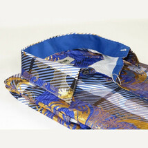 Mens Stacy Adams Fancy Foil Metallic Print Sports Shirt Stage Singer 4943 Blue image 14