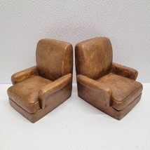 Vintage Heavy Pair of Brown Armchair Chair Shaped Bookends - £46.10 GBP