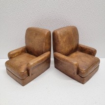 Vintage Heavy Pair of Brown Armchair Chair Shaped Bookends - £45.53 GBP