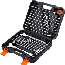 HORUSDY 32-Piece Combination Wrench Set, SAE and Metric, 1/4&quot;-1&quot; &amp; 7mm-2... - $101.99