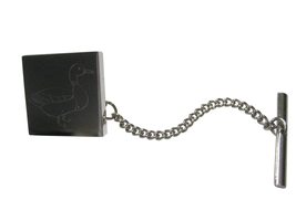 Silver Toned Square Etched Mallard Duck Bird Tie Tack - £23.72 GBP