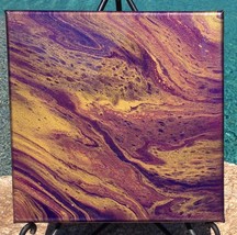 12&quot;x12&quot; Original Abstract Acrylic Resin Painting Art Plum Purple Gold New  - £30.84 GBP