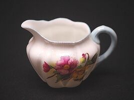 Begonia Ribbed by Shelley Bone China Mini Creamer Floral Blue Handle Eng... - $16.82