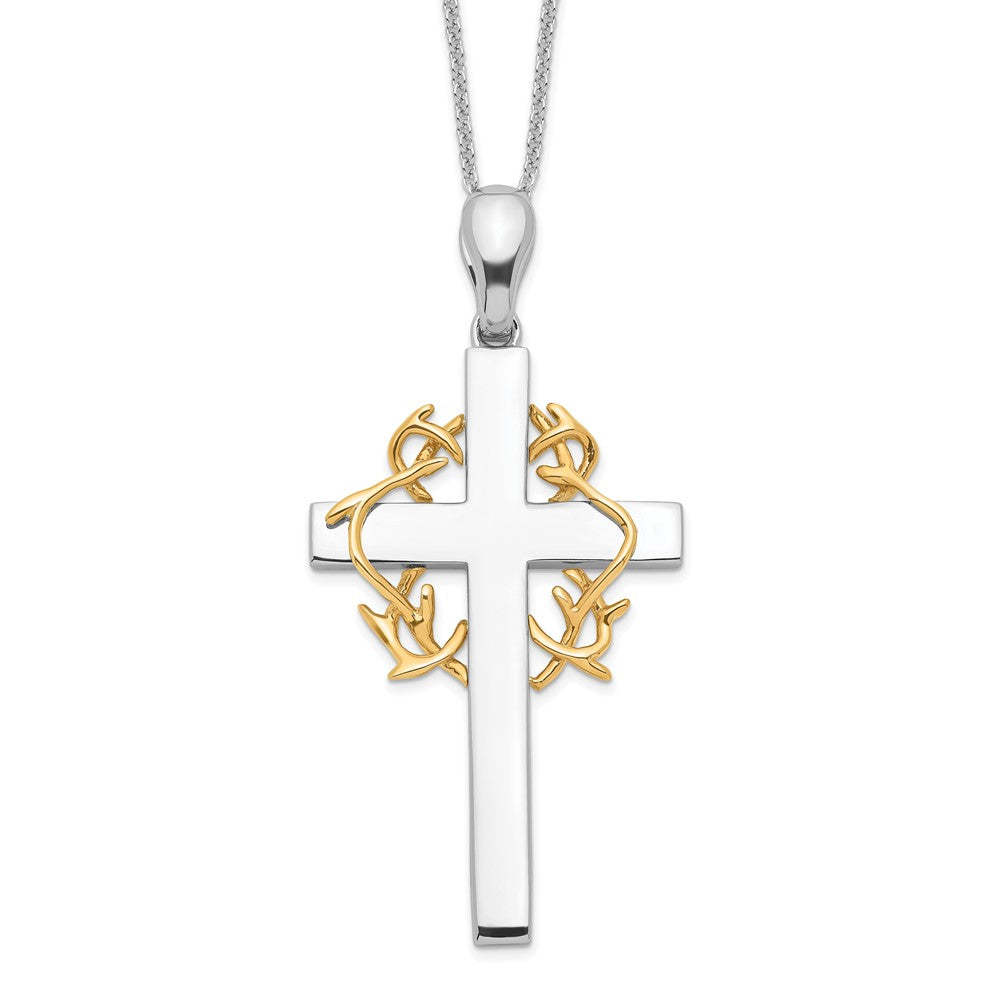 SE Sterling Silver Gold-plated No Greater Love Cross 18in Necklace - $249.88 CAD