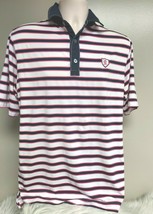 FootJoy FJ Athletic Fit Golf Polo Shirt Mens Medium Navy White Pink Striped - £17.84 GBP