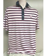 FootJoy FJ Athletic Fit Golf Polo Shirt Mens Medium Navy White Pink Striped - £18.00 GBP