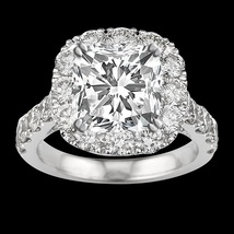 2 Ct Cushion -Cut Diamond Halo Engagement Wedding Ring 14k Gold Over 925 Silver - £96.14 GBP