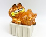 Vintage Garfield The Cat Ceramic Figurine Jewelry Box Trinket Dish Enesc... - $59.99