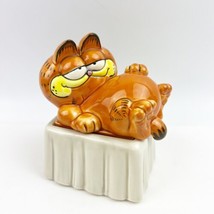 Vintage Garfield The Cat Ceramic Figurine Jewelry Box Trinket Dish Enesco 1981 - £47.39 GBP