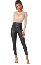 USA Women Black Pleather  Leggings. High Waisted Leather Look Black Sexy Pants. - £15.98 GBP