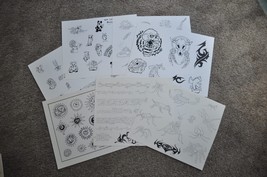 Teddy Bear Sun Moon Skull Tattoo Outline Flash Wall Art LOT 7 Sheets Bar... - $142.49