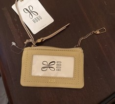 Hobo International Lumen Card Case Pebbled Leather Flax Yellow NWT - $42.57