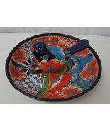 Talavera Mexico Handmade Ceramic  Floral bowl with applied Bird 11 1/2&quot; - £47.40 GBP
