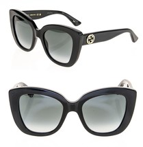 GUCCI 0327 Black GG Logo Butterfly Classic Authentic Cat Sunglasses GG0327S 001 - £282.51 GBP