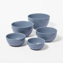 5pc Earthenware Ceramic Mixing Bowl Set Blue - Figmint - $26.99