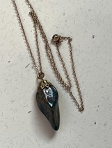 Vintage Dainty Goldtone Chain w Unique Blue Green Rust &amp; Mustard Stone Nugget - £11.85 GBP