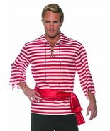 Mens Red White Striped Pirate Shirt First Mate Deck Hand CaptainHook Mr ... - $367.95 MXN
